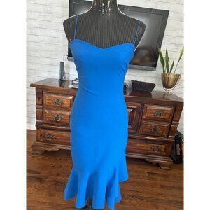 Likely Verona Spaghetti Strap Ruffle Hem Blue Cocktail Dress Size 0